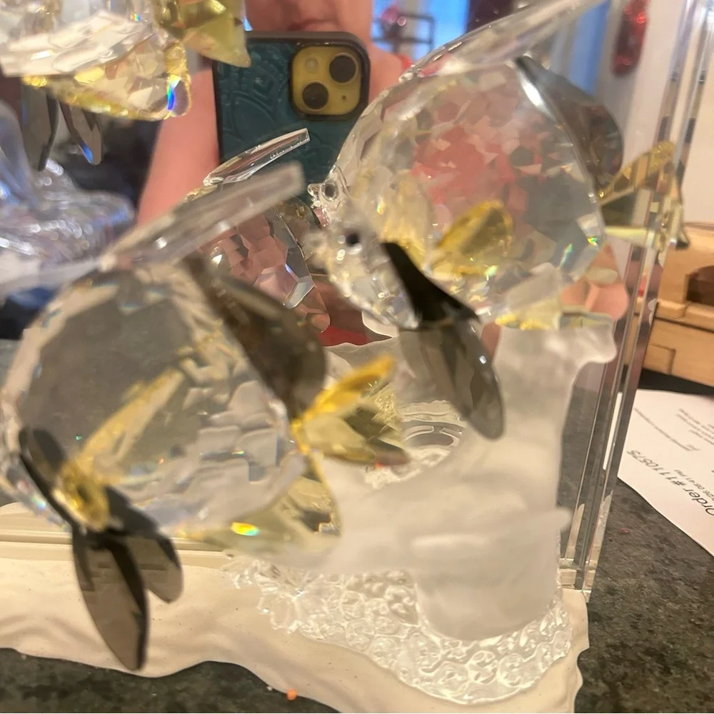 Elegant Crystal Fish Mirror Decor